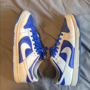 Nike Blue and White Dunk Low Sneakers
